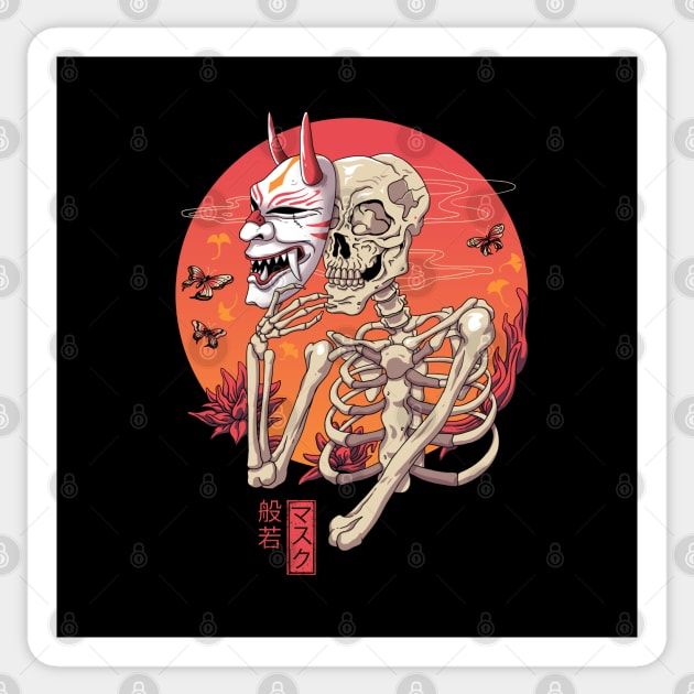 Hannya Yokai Mask Sticker by Vincent Trinidad Art